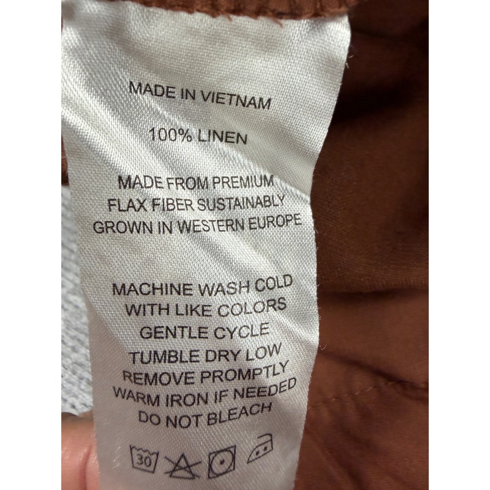 Quince Brown 100% Linen Drawstring Elastic Waist Straight Leg Pants Womens Small - Picture 8 of 13